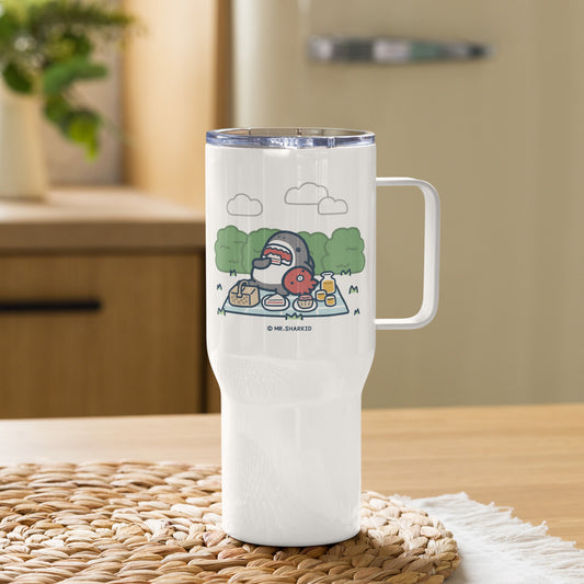 Picnic - Travel Mug with a Handle, Mr.Shark (Printful)