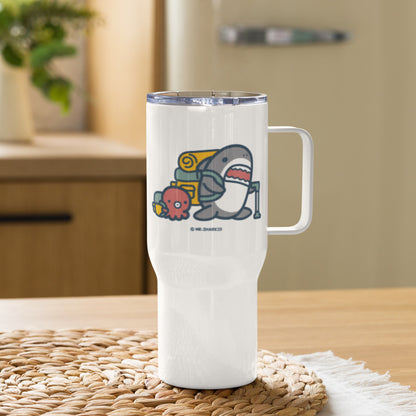 Hiking - Travel Mug with a Handle, Mr.Shark (Printful)