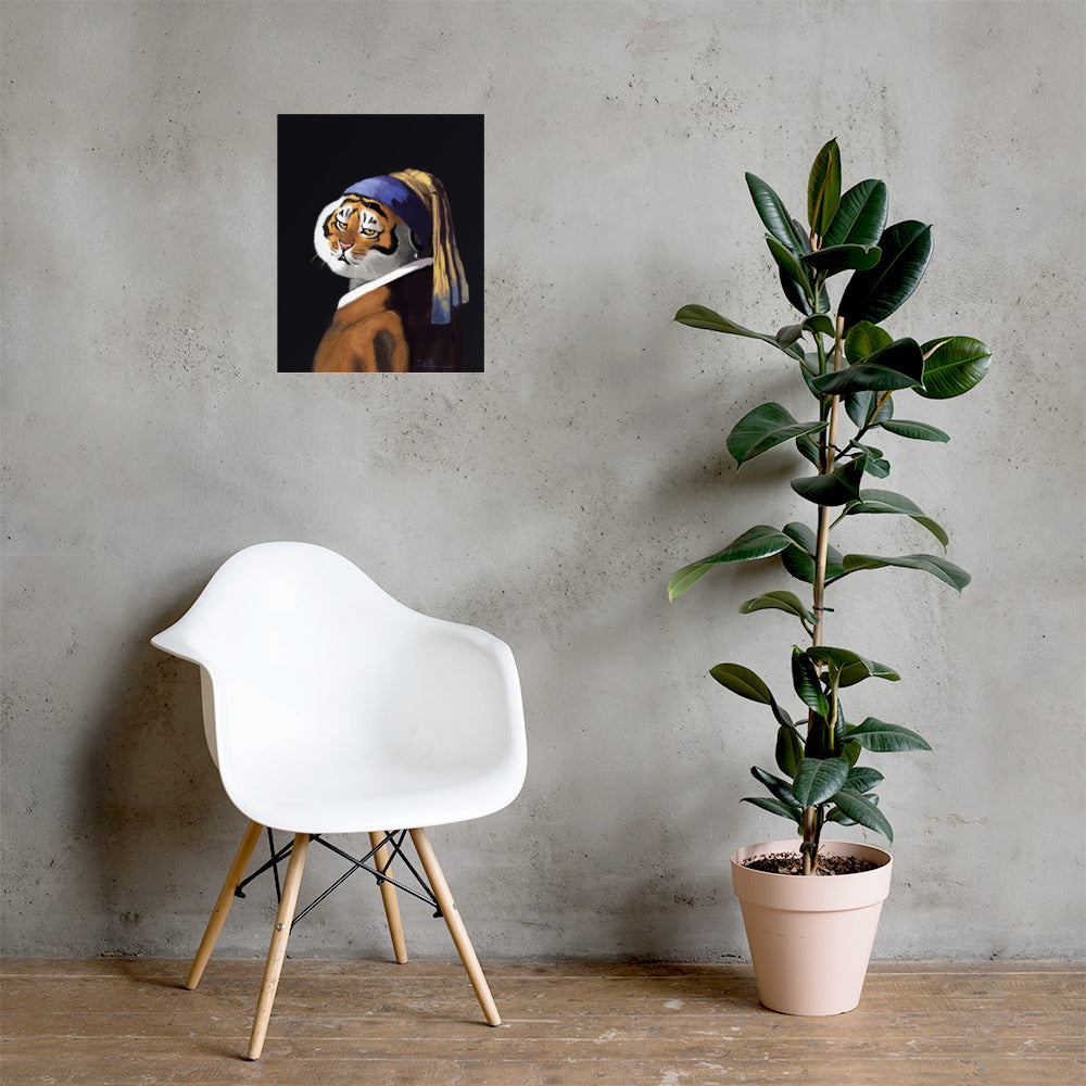 Tiger With A Pearl Earring - Art Print