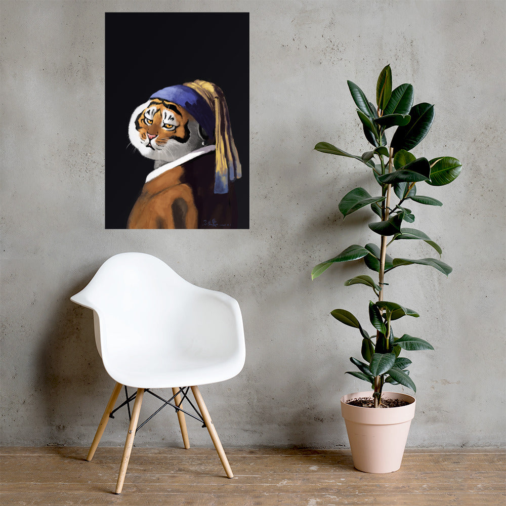 Tiger With A Pearl Earring - Art Print