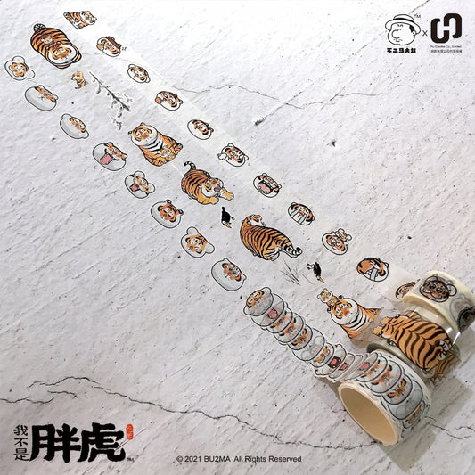 Fat Tiger Tapes With Cute Illustrations, 3 Types (Washi Tapes & Clear PET Tape), Bu2ma